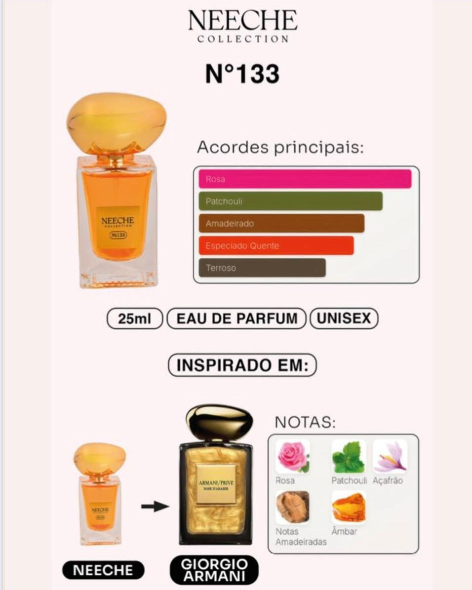 Neeche Collection N°133 EDP 25ML Inspiração Giorgio Armani Rose D’arabie