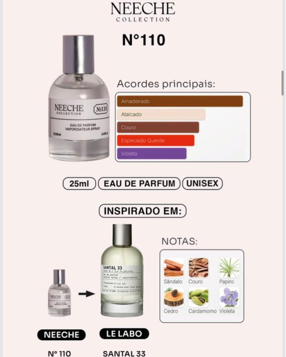 Neeche Collection N° 110 EDP 25ML Inspiração Le labo Santal 33